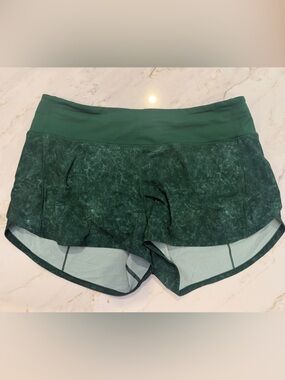 lululemon athletica Forest Green Marbled Run Shorts